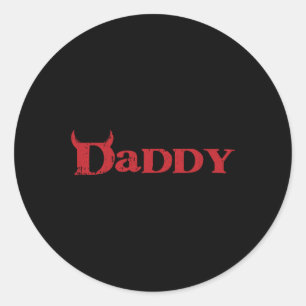 Papa Devil Horn Lazy Halloween Costume Gothic Pap Ronde Sticker