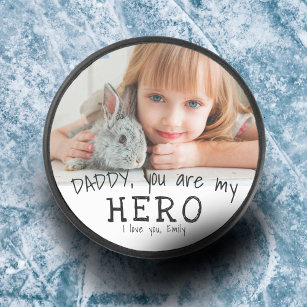 Papa die je bent Hero Blue Father Day Foto Hockey Puck