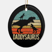 Papa Dinosaur Daddysaurus 2 Twee Kinder kerst Keramisch Ornament (Links)