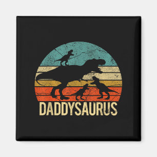 Papa Dinosaur Daddysaurus 3 Drie Kinderen Kerstmis Magneet