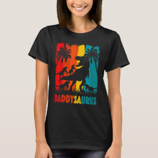 Papa Dinosaur Daddysaurus vier Kinderen voor vader T-shirt