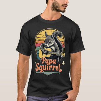 Papa Eekhoorn Gitaar Spelend - Retro Muziekontwerp T-shirt