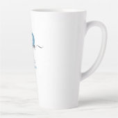 Papa Elegant Script Monogram Blue White Latte Mok (Rechts)