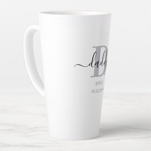 Papa Elegant Script Papa Monogram Silver Grey Latte Mok (Linkerhoek)