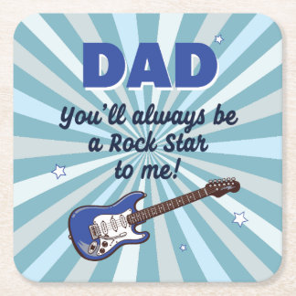 Papa Elektrische Gitaar Rockster Cool Blauw Vierkante Kartonnen Onderzetter