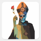 Papa Emeritus II/Secondo met Roos Vierkante Sticker (Voorkant)
