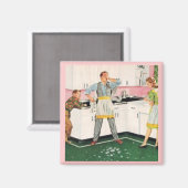 PAPA EN APRON RETRO 1950 MAGNET (Recto/Verso)