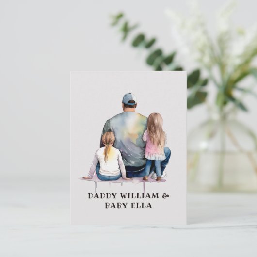 Papa en aughters op maat (9) briefkaart (Staand voorkant)