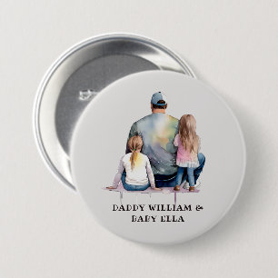Papa en aughters op maat (9) ronde button 7,6 cm