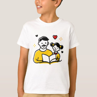 Papa en dochter lezen hart Vaderdag T-shirt