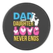 Papa en dochter Love Einde nooit Hockey Puck (Voorkant)