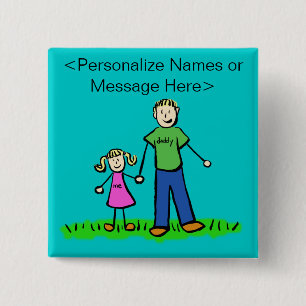 Papa en dochterfamilie aangepaste Buttonnen Vierkante Button 5,1 Cm