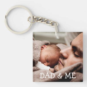 Papa en ik gepersonaliseerde foto Sleutelhanger