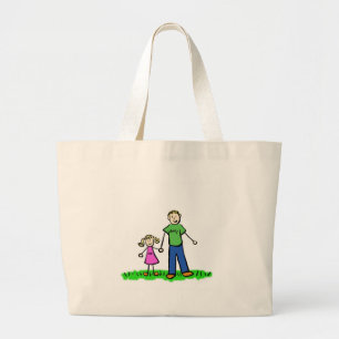 Papa en mij (blond) blanco grote tote bag