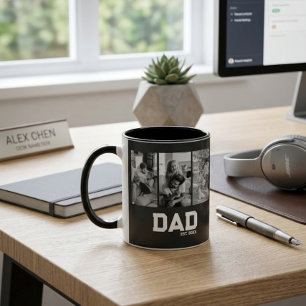 Papa Est 3 Foto Zwart & Wit Jaar Vaderdag Mok