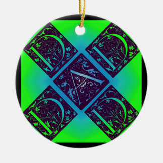 Papa Fancy Text Blue en Green Ornament