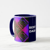 Papa Fancy Typografie Patroon Zwart & Paarse Mok (Voorkant links)
