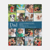 Papa Father Definition 16 Foto Collage Blue Fleece Deken (Voorkant)