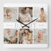 "Papa" Fête des pères Enfants Collage Mur Horloge (Recto)