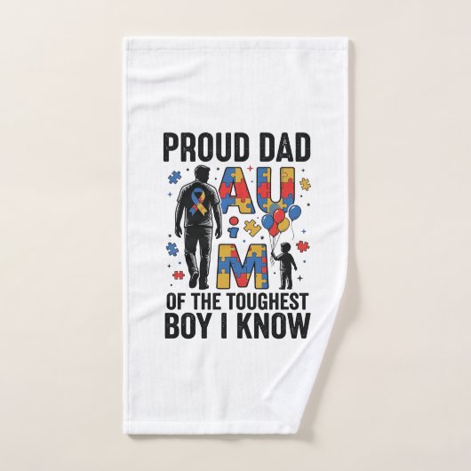 Papa fier Autisme Garçon le plus dur Design vector (Serviette à main)