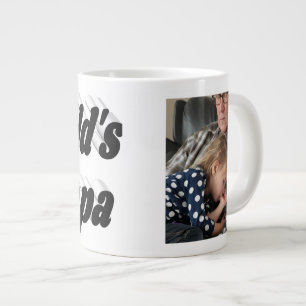 Papa-foto met zwarte tekstgigantische koffie-mok extra grote beker