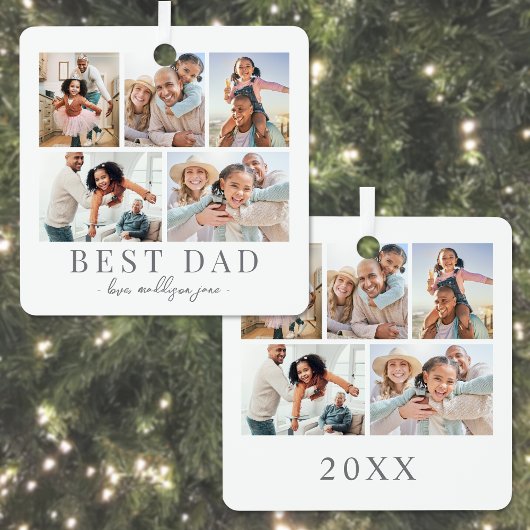 Papa Fotocollage Kerstmis Metalen Ornament