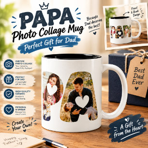 PAPA Fotocollage Mok - Perfecte Cadeau voor Papa