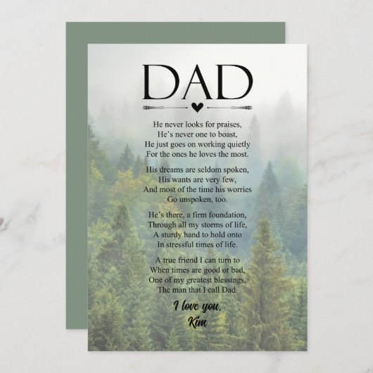 Papa Gedicht Vaderdag Persoonlijk Feestdagenkaart (Voorkant / Achterkant)
