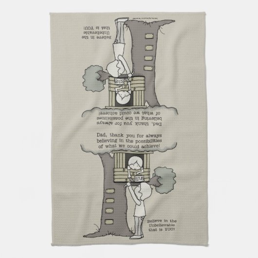 Papa gelooft in mogelijkheden theedoek (Verticaal)