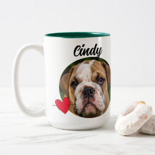 Papa, gepersonaliseerd grappig citaat naam/foto tweekleurige koffiemok