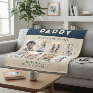 Papa Gewoon de beste foto collage gepersonaliseerd Fleece Deken