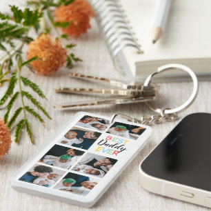 Papa Gift 7 Fotocollage Beste Papa Ooit Sleutelhanger