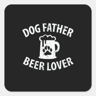 Papa Gift Dog Vader Beer Lover Vierkante Sticker