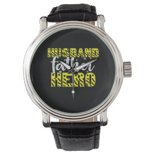 papa Gift Husband vader Hero Horloge