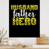 papa Gift Husband vader Hero Poster (Keuken)