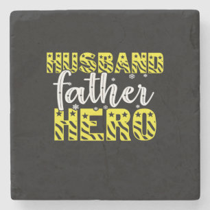 papa Gift Husband vader Hero Stenen Onderzetter