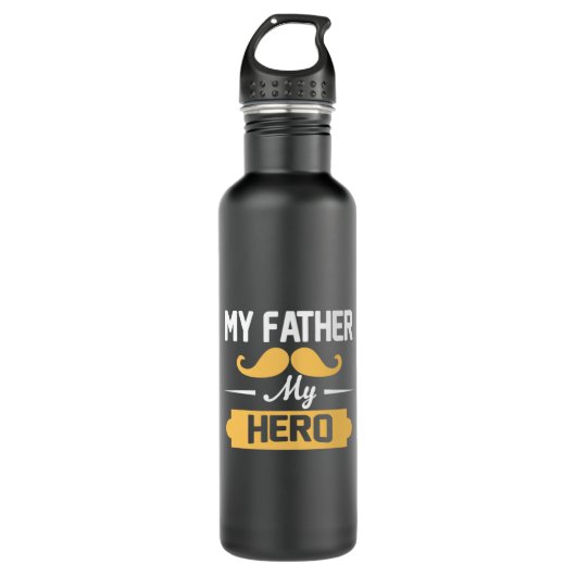 Papa Gift Mijn vader Mijn Hero Waterfles (Voorkant)
