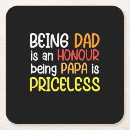 Papa Gift wordt papa als Papa Vierkante Kartonnen Onderzetter