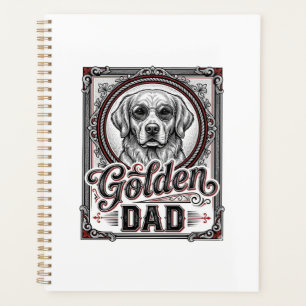 Papa Golden Retriever Dessin de gravure vintage_1