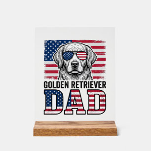 Papa Golden Retriever Patriotique Vintage T-shirt