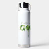 Papa Golfer groene t-shirt drink fles (Voorkant)
