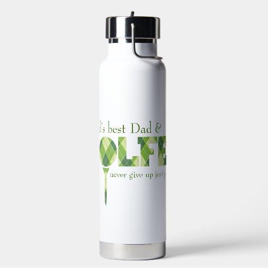 Papa Golfer groene t-shirt drink fles (Links)