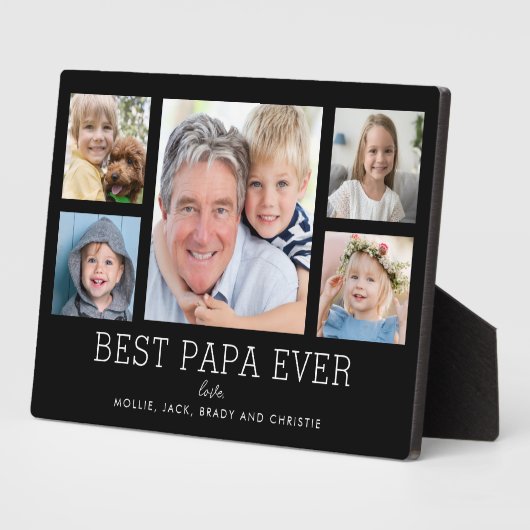 Papa Grootvader Kleinkinderen Fotocollage Fotoplaat (Zijkant)
