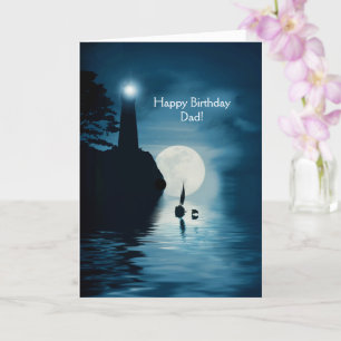 Papa Happy Birthday Lighthouse en Sailboat Ocean Kaart
