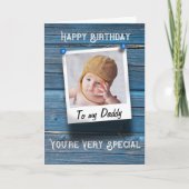 Papa Happy Birthday Photo Template RustiBlue Kaart (Voorkant)