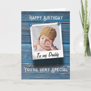 Papa Happy Birthday Photo Template RustiBlue Kaart