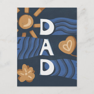 Papa - Happy Vaderdag Navy Blue Briefkaart