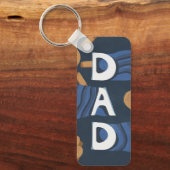 Papa - Happy Vaderdag Navy Blue Sleutelhanger (Voorkant)