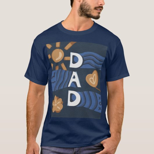 Papa - Happy Vaderdag Navy Blue T-shirt (Voorkant)