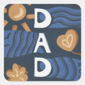 Papa - Happy Vaderdag Navy Blue Vierkante Sticker (Voorkant)